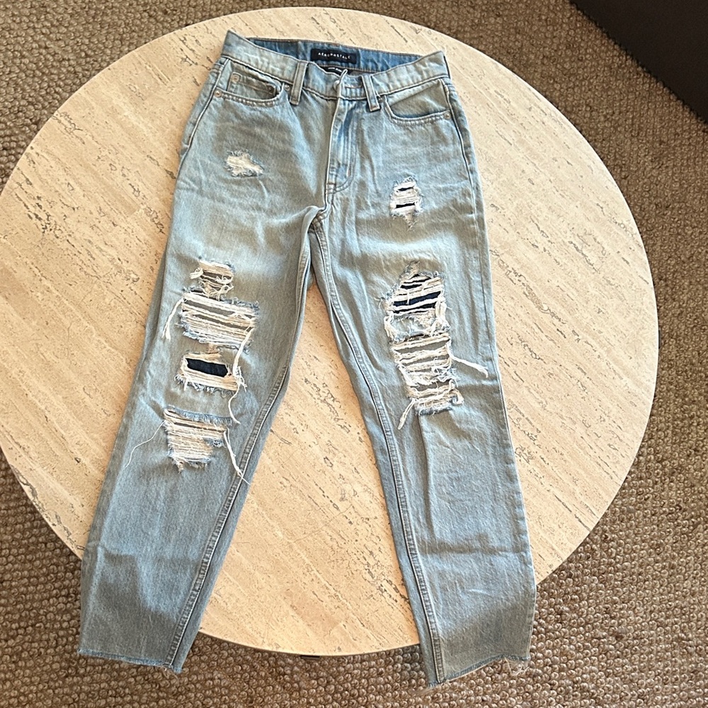 Aeropostale Ripped Light Blue Mom Jeans